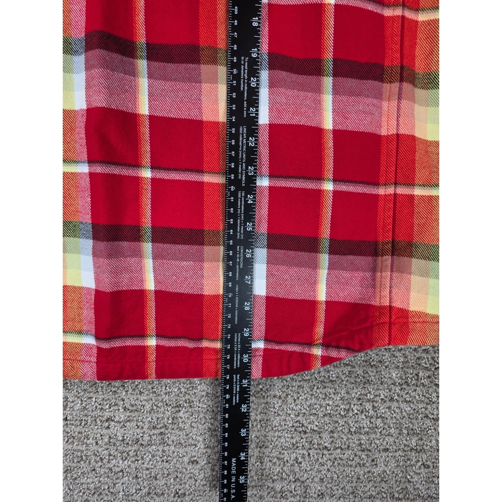 Stio Mens Hutkeeper Heavyweight XL Red Plaid Flannel Button Shirt Long Sleeve - Picture 9 of 9